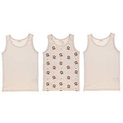 OrganicKid Undershirt (3 Pcs, Monkey) (5 Age)