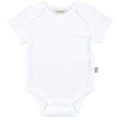 OrganicKid Organic Baby Short Sleeve Bodysuit  White  0-3 Month 