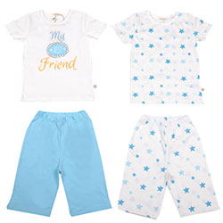 OrganicKid Organic 2 Pack Pajamas (Blue Star, 3 Age)