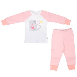 OrganicKid Organic Pajamas (Cat, Salmon, 2 Age)