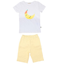 OrganicKid Organic Short Pajamas (Moon, Yellow, 5 Age)