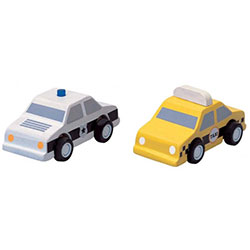 Plan Toys City Taxi & Police Car