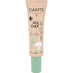 SANTE Organic All day Moisture 24H Fresh Skin Liquid Foundation  01 Ivory  30ml