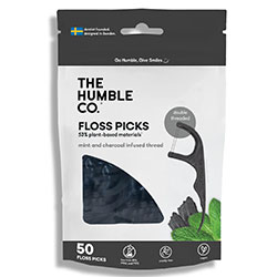 The Humble Natural Floss Picks  50 pack  Charcoal Infused & Mint 