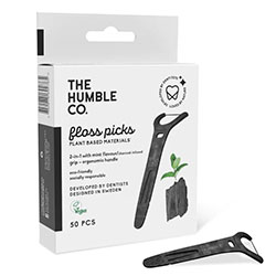 The Humble Natural Floss Picks  50 pack  Charcoal Infused & Mint 