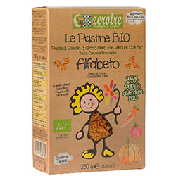 Zerotre Organic Pasta With Vegetables  Pumpkin & Carrot & Tomato   Alfabeto  250g